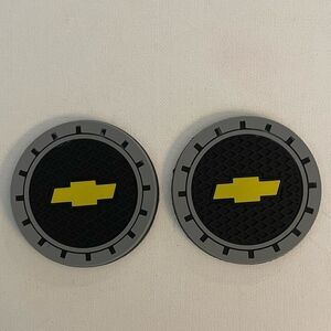 Chevrolet Car Cup Holder Coasters with Bow tie logo set of 2 NWT